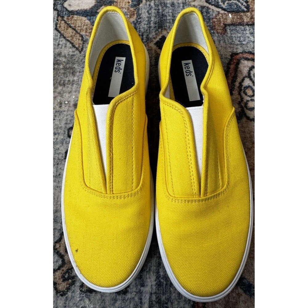 NWOB Keds Double Deck Slip-On Platform Sneakers Yellow Canvas Size 9 Womens